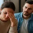 emme épuisée émotionnellement dans son couple, face à un partenaire préoccupé — une illustration du burn-out relationnel.