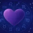 Illustration astrologique d’ambiance céleste représentant les signes du zodiaque et les émotions amoureuses.