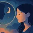 Illustration onirique représentant une silhouette en train de rêver, symbolisant les rêves récurrents et les visages familiers qui hantent notre inconscient selon la psychologie moderne.